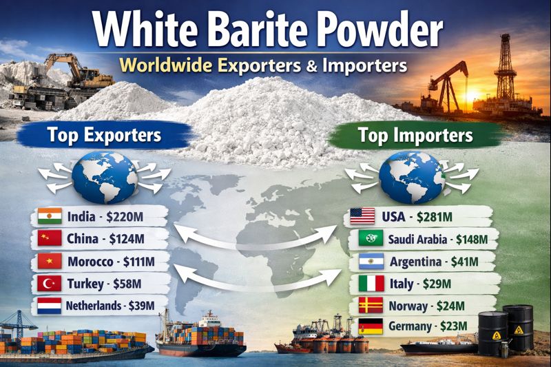 Demand for White Barite Powder: Industrial Applications, Top Worldwide Exporters & Importers